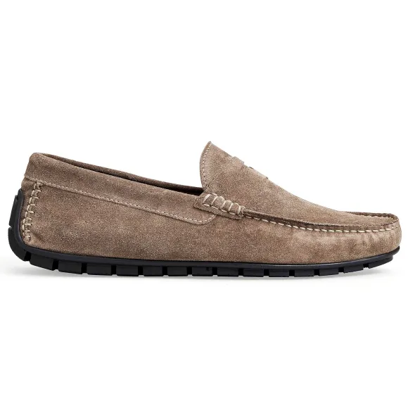 Xane Casual Suede Slip-On Driving Moccasin-Taupe