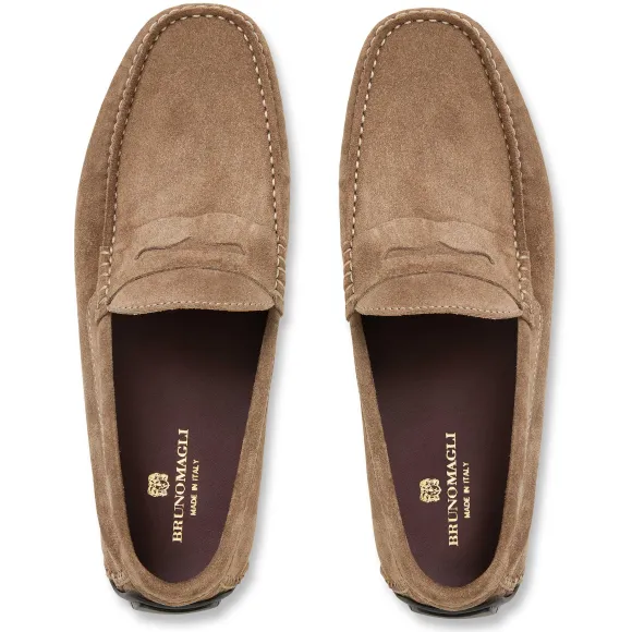 Xane Casual Suede Slip-On Driving Moccasin-Taupe